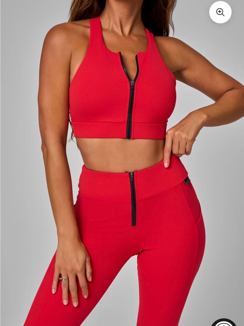 Lici Fit Red Front-Zip Sports Bra & Legging Set - Sz L too XL bottoms